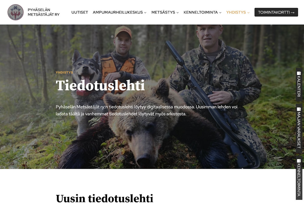 Kotisivut metsästysseuralle